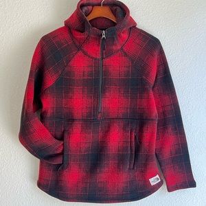 The North Face | Crescent Hooded Fleece Pullover | Size M | Red/Black Plaid